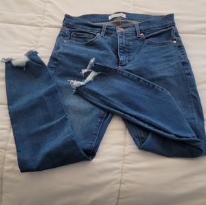 LOFT Distressed ankle skinny jeans